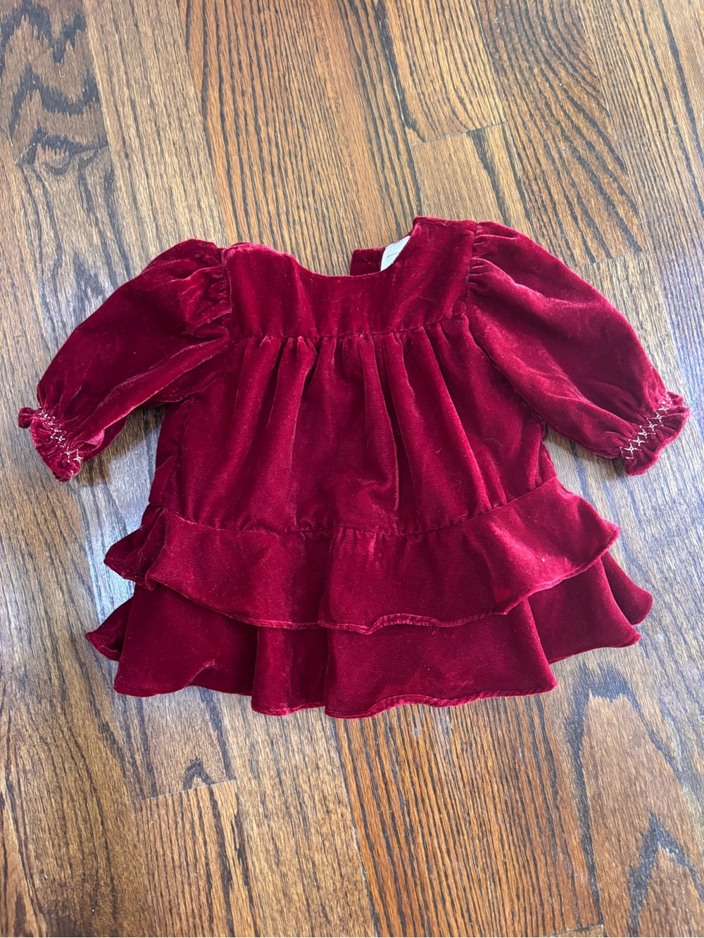 Hanna Andersson Red Velvet Ruffle Dress Top